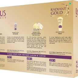 lotus Radiant Gold Facial Kit for instant glow with 24K Pure Gold & Papaya,4 easy step (Multiple use) 170 g image 2