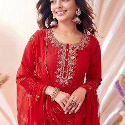 Women Viscose Rayon Kurta Pant Attached Dupatta Set-image-5