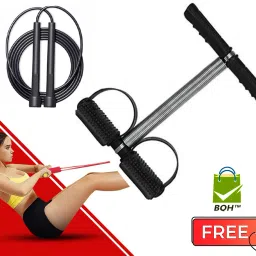 Single Spring Tummy Trimmer with Jump Rope Exercise for Biceps, Chest, Legs Fitness Accessory Kit Kit-20