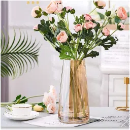 Flowers Vase Décor Office Bedroom Living Room Table Glass Vase (9 inch, Gold) Glass Vase-image-99