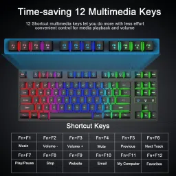 FKU Mechanical Multicolor LED Backlit Gaming Keyboard & Wired Gaming Mouse Wired USB Standard Gaming Keyboard Compatible with Desktop, Laptop, Mac , with gaming mode ,stand support,multimedia_keys,Mechanical Gaming Keyboard & Wired Gaming Mouse Wired USB Gaming Keyboard image 2