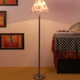 Mountwill Multicolour Cottan Fabric Shade Club Floor Lamp With Steel Base By New Era-picture-36
