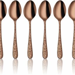Jasmine Rose Gold PVD Coating with Laser Baby Spoon Stainless Steel Cutlery Set-image-10
