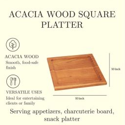 10 Inch Handcrafted Brown Acacia Wooden Serving Rectangular Plate Tray Serving Set-image-7