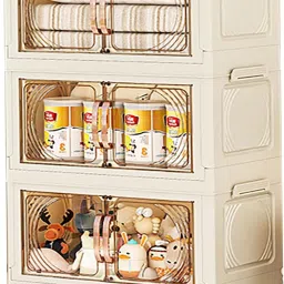 3-Layer Storage Cabinet with Wheels for Home, Living Room, Bedroom -55Cm PVC Collapsible Wardrobe-image-38