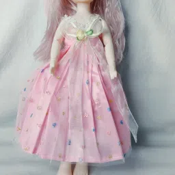 Barbie Fashion Doll with Straight Blonde Hair Wearing Removable Dress-image-1