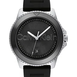 Calvin Klein Men Aqueous Brand Logo Textured Dial & Textured Strap Analogue Watch 25200386-16