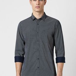 Peter England Casuals Men Navy Blue Slim Fit Opaque Printed Casual Shirt-picture-32