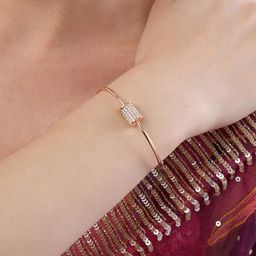 Zaveri Pearls Rose Gold-Plated Cubic Zirconia Stone Studded Kada Bracelet-image-89
