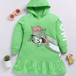 YK X Minute Mirth Girls Tom and Jerry Printed A-Line Hooded Dress-picture-17