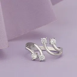 Carlton London Women Silver-Toned Rhodium-Plated CZ-Studded Adjustable Finger Ring-7