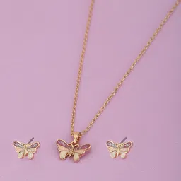 Carlton London Girls Gold-Plated Butterfly-Shaped Enamelled Jewellery Set-40