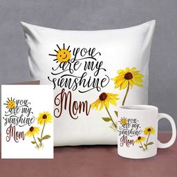 TIED RIBBONS Gift for Mom White Printed Cushion with Mug & Card-image-65