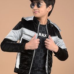 Crimsoune Club Boys Black Color-Blocked Lightweight Crop Padded Jacket-image-31