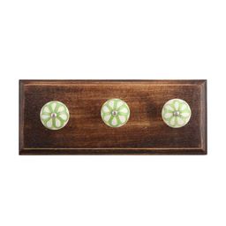 Indianshelf Green & Beige Floral Wooden Wall 3 Hooks Key Holder-17