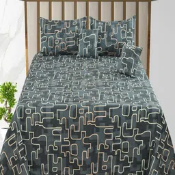 Homio Furnishings Private Limited Vega Green Cotton King Bedsheet Set 2.28 x 2.28 m-image-75