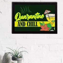 eCraftIndia Yellow & Green Quarantine & Chill Printed Textured UV Wall Art-image-19