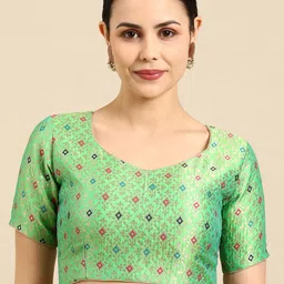 flaher Woven Design Banarasi Silk Jacquard Ready To Wear Padded Saree Blouse-image-51