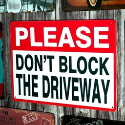 eazy wagon Red & White Please Don't Block The Driveway Printed Wall HangingDecor-31