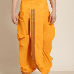 Anug by SOJANYA Men Mustard Yellow Solid Cotton Dhoti Pants-picture-38