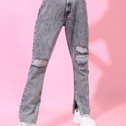 Tokyo Talkies Women Straight Fit Highly Distressed Heavy Fade Jeans-image-38