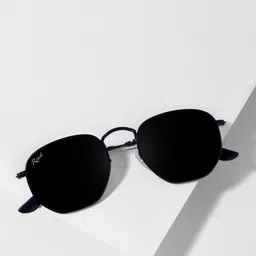 RESIST EYEWEAR Unisex Rectangle Sunglasses with UV Protected Lens FRANCIS BLACK BLACK3-14