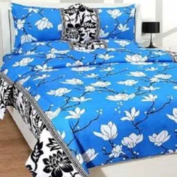 Supreme Home Collective Blue 110 GSM Floral 144 TC Queen Bedsheet with 2 Pillow Covers-image-69