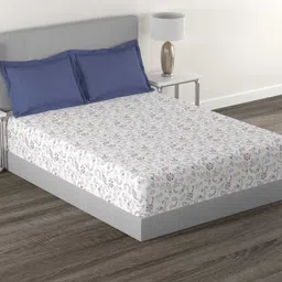 MYTRIDENT White Ethnic Motif Printed Cotton 144 TC Queen Bedsheet with 2 Pillow Covers-image-30