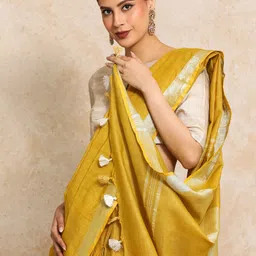 Moara Ready To Wear Cotton Linen Solid Saree with Unstiched Blouse-picture-54