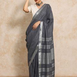 Moara Ready To Wear Cotton Linen Solid Saree with Unstiched Blouse-picture-36