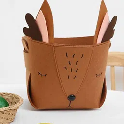 MARKET99 Brown Self Design Canvas Basket Organizer With Handle-15