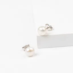 STERLYN 925 Sterling Silver-Plated Pearls Beaded Studs-17