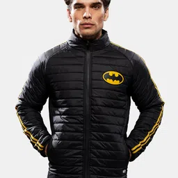 The Souled Store Men Black & Yellow Lightweight Batman Logo Puffer Jacket-image-67