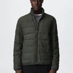 MANGO MAN Men Olive Green Solid Sustainable Performance Padded Jacket-image-79