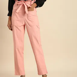 Athena Women Pink Smart Regular Fit Solid Regular Trousers-image-87