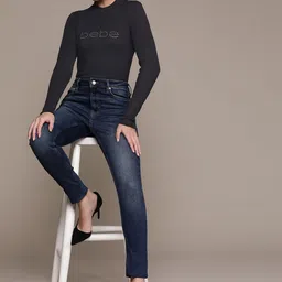 bebe Women Black Typography Pullover with Embellished Detail-image-56