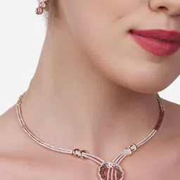 Zaveri Pearls Contemporary Rose Gold-Plated CZ Stone-Studded Party Bling Jewellery Set-16