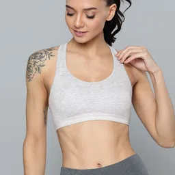 Mast & Harbour Grey Melange Solid Non-Wired Lightly Padded Sports Bra 028A1-image-19