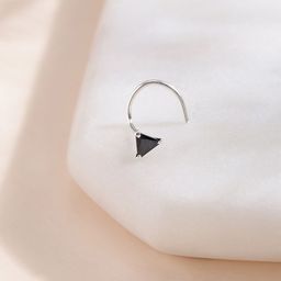 Zavya Women 925 Sterling Silver Plated & Black Triangle Studded Nose Pin-22