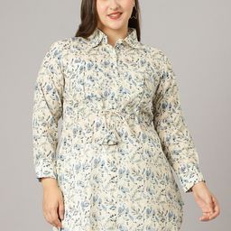 Curvy Lane Plus Size Floral Printed Shirt Style Longline Modal Top-picture-18