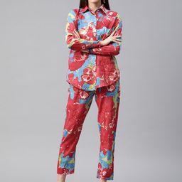 Readiprint Fashions Women Printed Cotton Shirt with Trousers-51