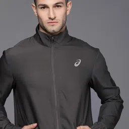 ASICS Men Grey Brand Logo Printed Sporty Running Jacket With Printed Sleeves-image-11