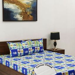 Steve & Anderson joy Blue Floral Microfiber 160 TC Fitted Bedsheet Set-1.82mX1.98mX15cm-image-37