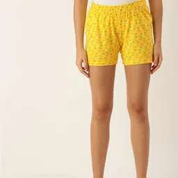 Clt s Women Yellow & Green Pure Cotton Conversational Printed Lounge Shorts-picture-36
