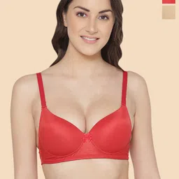 Tweens Red & Nude-Coloured Bra Medium Coverage Heavily Padded-picture-29