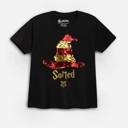 Nap Chief Kids Reversible Black Harry Potter Sequinned Round Neck T-shirt-picture-42
