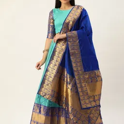Fabcartz Zari Woven Design Semi-Stitched Lehenga & Unstitched Blouse With Dupatta-image-22