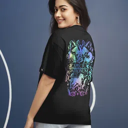 Bewakoof X Official Harry Potter Merchandise Expecto Printed Pure Cotton Oversized T-shirt-picture-33