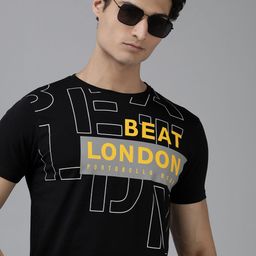 BEAT LONDON by PEPE JEANS Men Pure Cotton Brand Logo Printed Slim Fit T-shirt-image-27