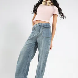 Sera Women Smart Women High-Rise Light Fade Front Pocket Wide Leg Stretchable Jeans-image-34